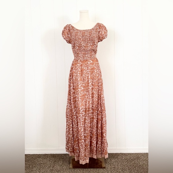 Free People Ultraviolet Maxi Dress in Tea Medium Open Back Boho Floral - Picture 7 of 12